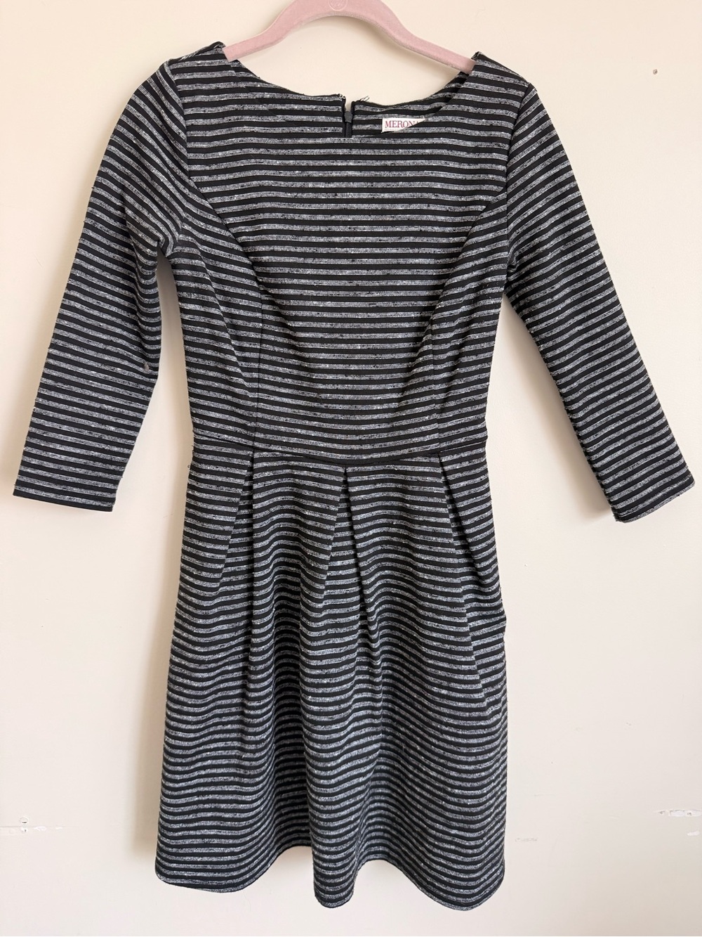 Merona Black & Gray Striped Fit-and-Flare Dress